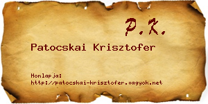 Patocskai Krisztofer névjegykártya
